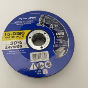 AVANTIPRO METAL CUT-OFF DISCS 15 PACK 4.5" BRAND NEW PBD045063115F